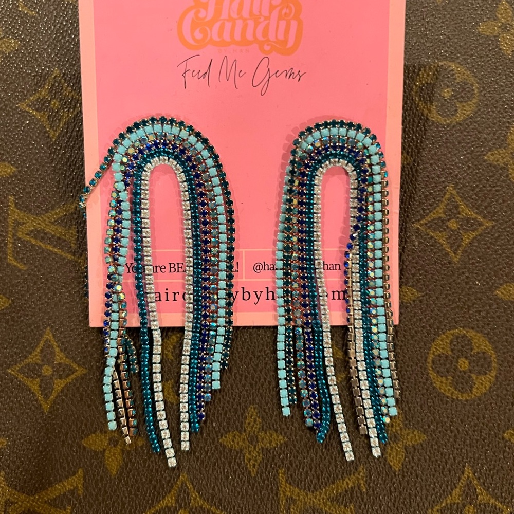 Hair Candy Blue Beaded Earrings
